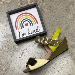 * Anyi Lu Multicolor Patent Leather Wedge Sandals